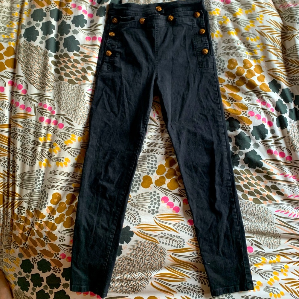 Slim fit black pants with sailor buttons - size 28